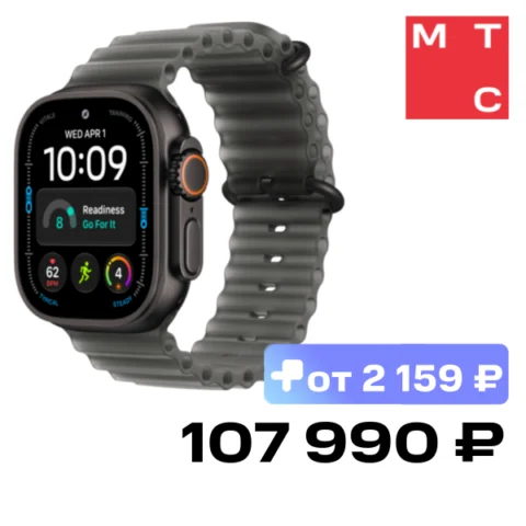 Apple Watch Ultra 4 Black+ремешок Ocean Band Translucent
