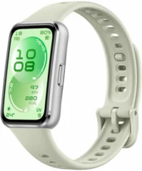Huawei Band 11 алюминевые серебристые с зелёным ремешком