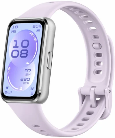 Huawei Band 11 алюминевые серебристые с фиолетовым ремешком